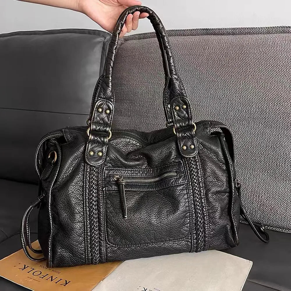 Sac à Main Élégant en Cuir Noir pour les Études - Collection Lumina