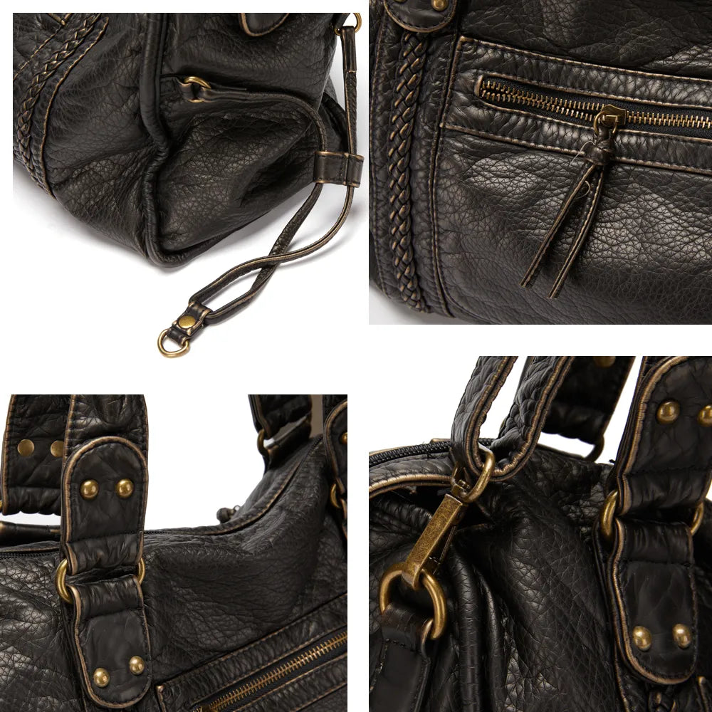 Sac à Main Élégant en Cuir Noir pour les Études - Collection Lumina