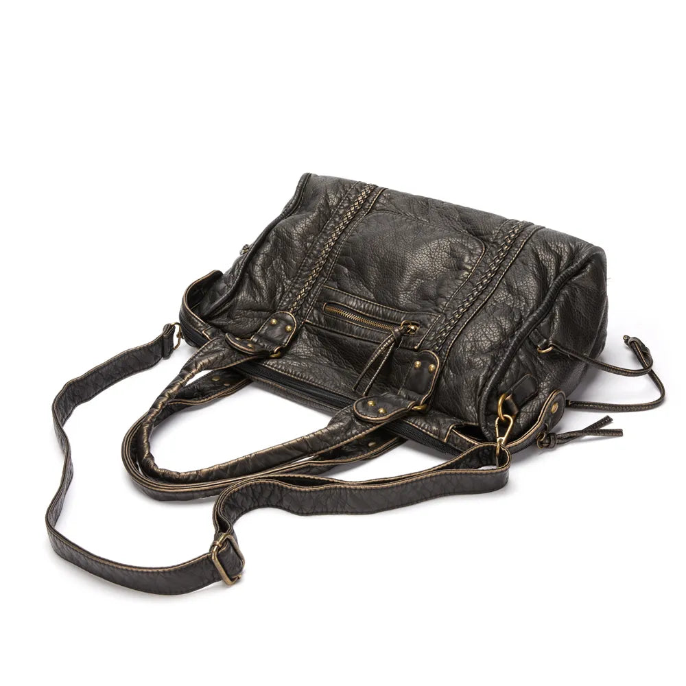Sac à Main Élégant en Cuir Noir pour les Études - Collection Lumina