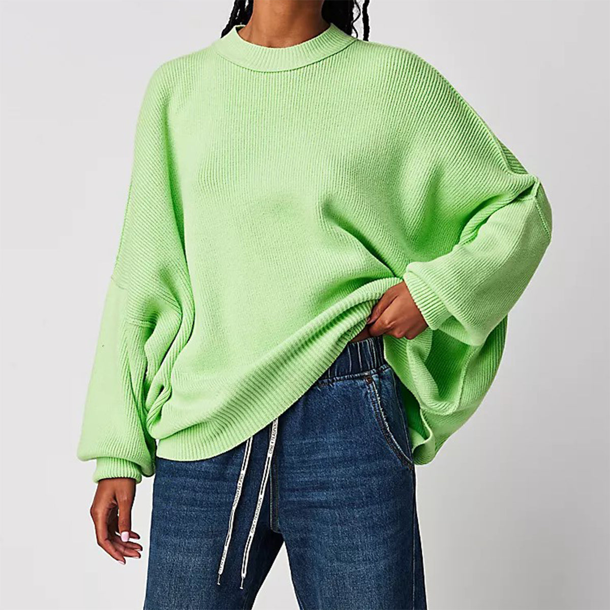 Vérona - Pull Chaleureux Rouge pour Femme à Col Rond et Coupe Oversize