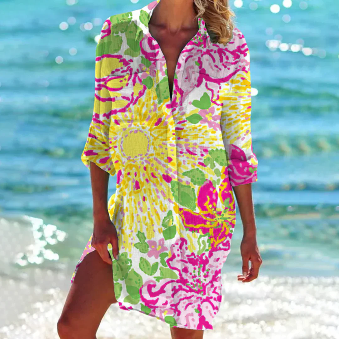 Robe Élégance Solstice - Robe Chemise d'Été Femme Haut de Gamme
