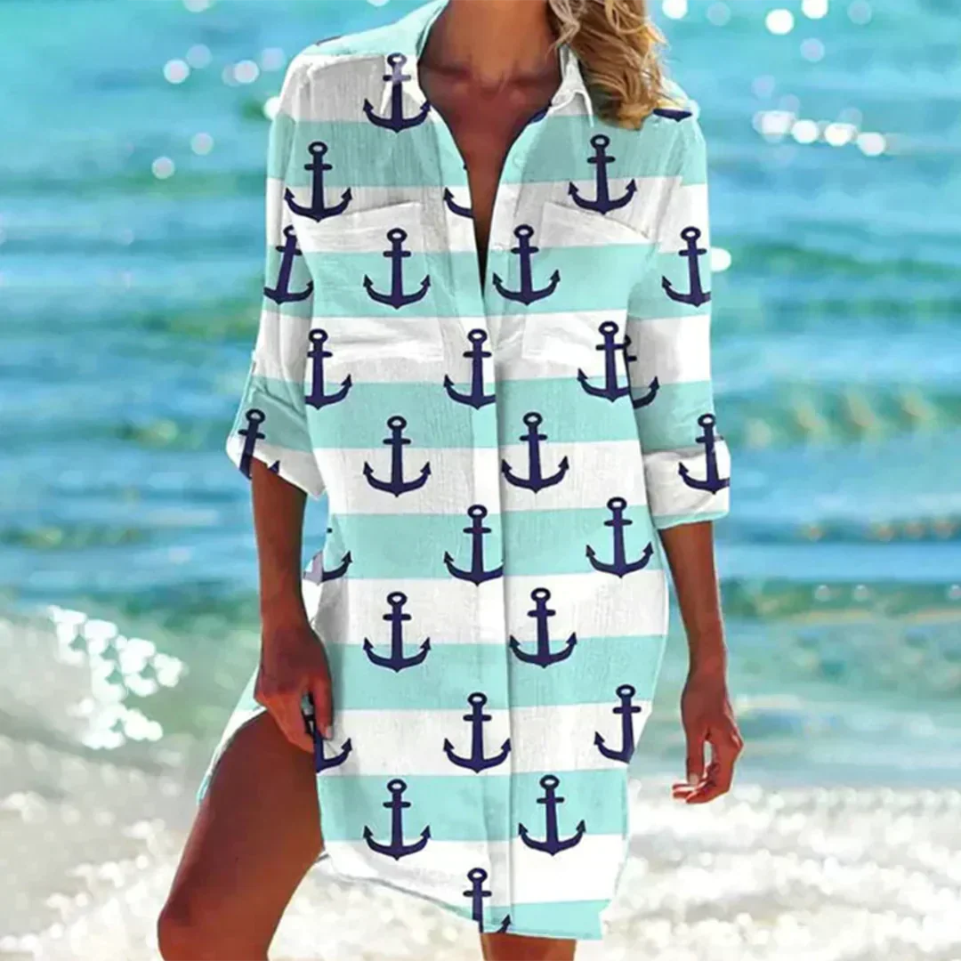 Robe Élégance Solstice - Robe Chemise d'Été Femme Haut de Gamme