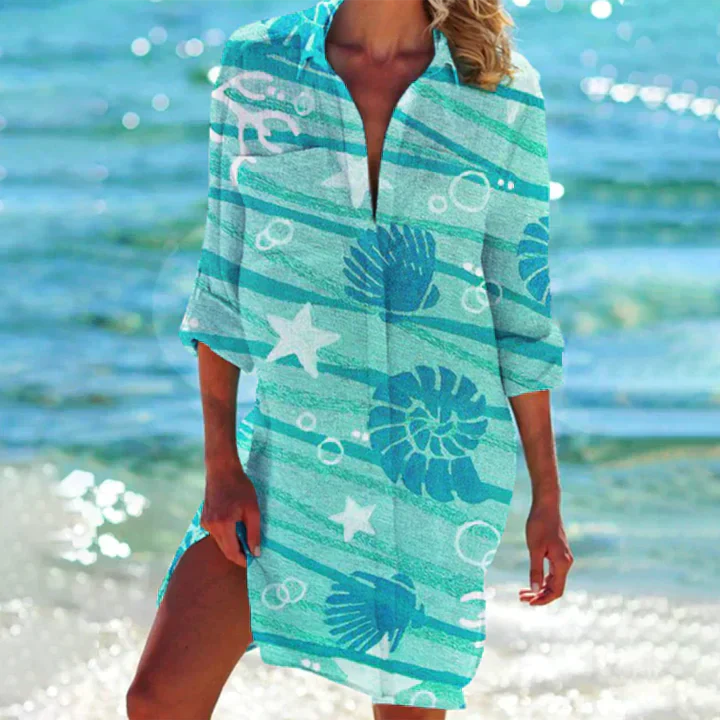 Robe Élégance Solstice - Robe Chemise d'Été Femme Haut de Gamme