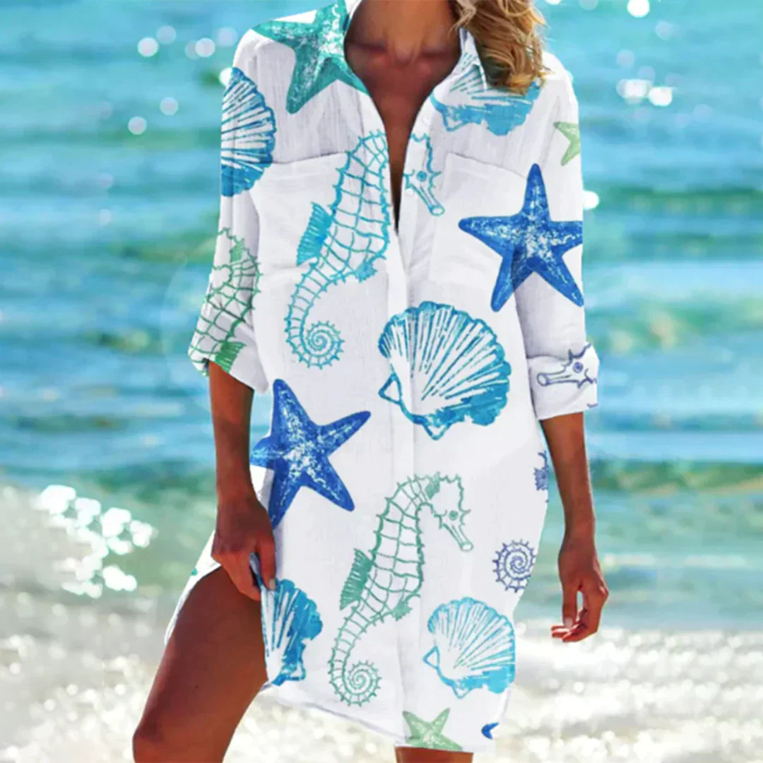 Robe Élégance Solstice - Robe Chemise d'Été Femme Haut de Gamme