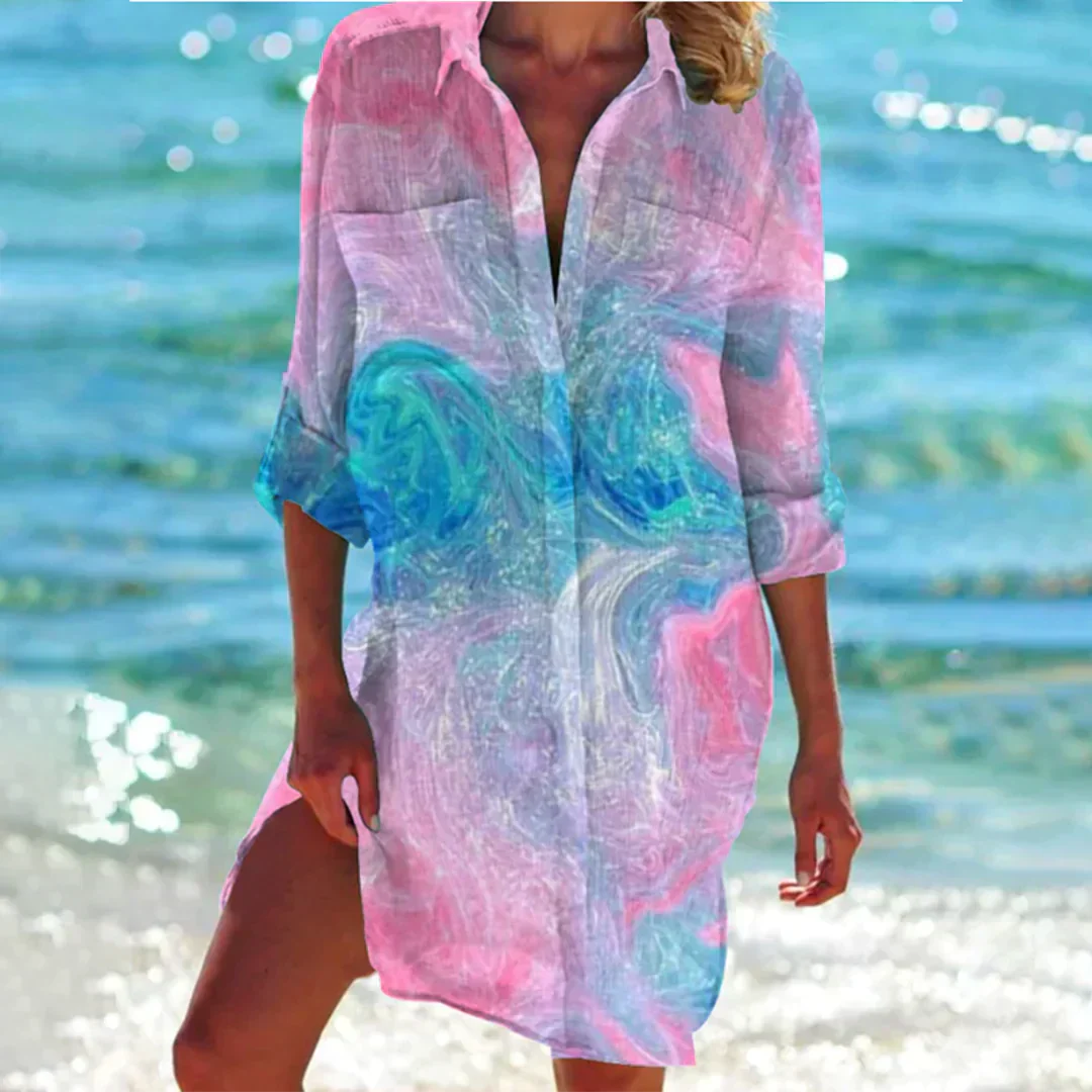 Robe Élégance Solstice - Robe Chemise d'Été Femme Haut de Gamme