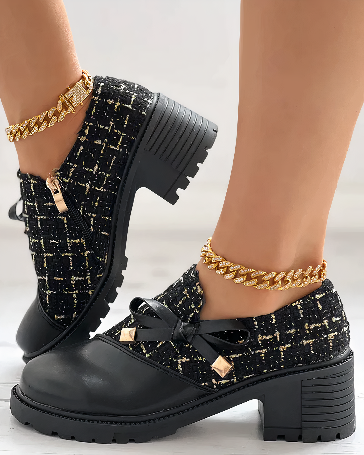 Élégance Parisienne - Escarpins à Talons Épais et Bouts Pointus