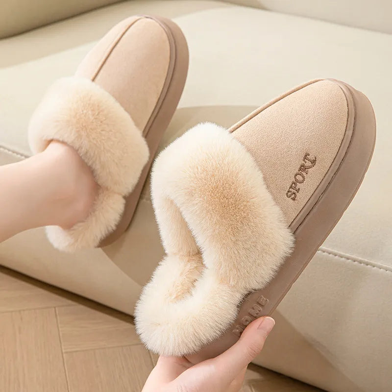 Chaleur Élégante - Chaussons en Suédine Douillets pour Femme
