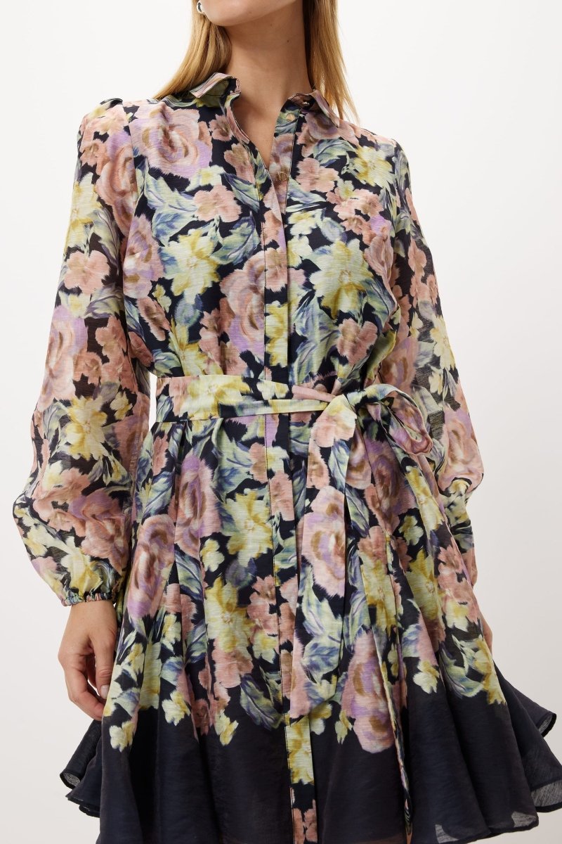 Robe Évasée Imprimée avec Ceinture Élégante Olivia