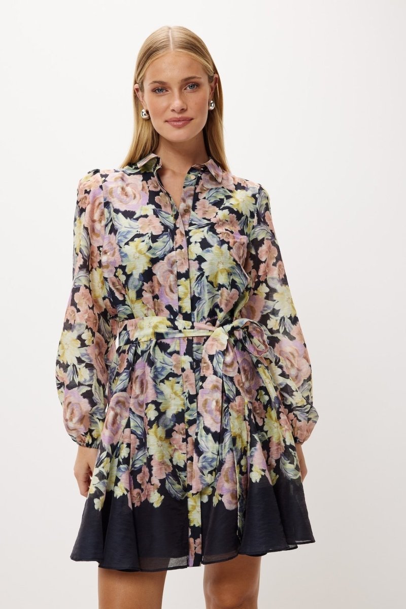 Robe Évasée Imprimée avec Ceinture Élégante Olivia