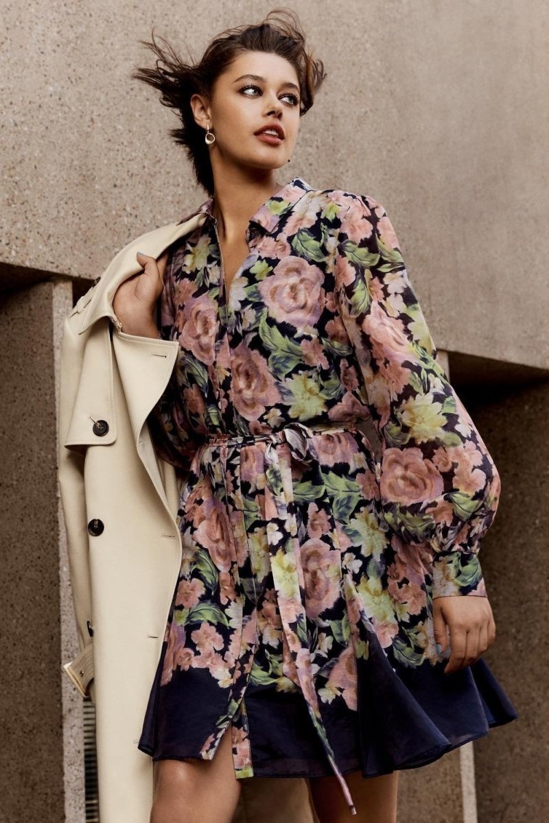 Robe Évasée Imprimée avec Ceinture Élégante Olivia