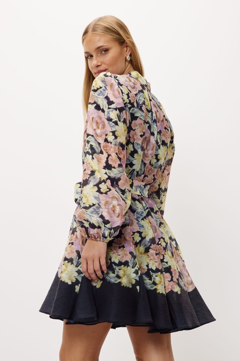 Robe Évasée Imprimée avec Ceinture Élégante Olivia