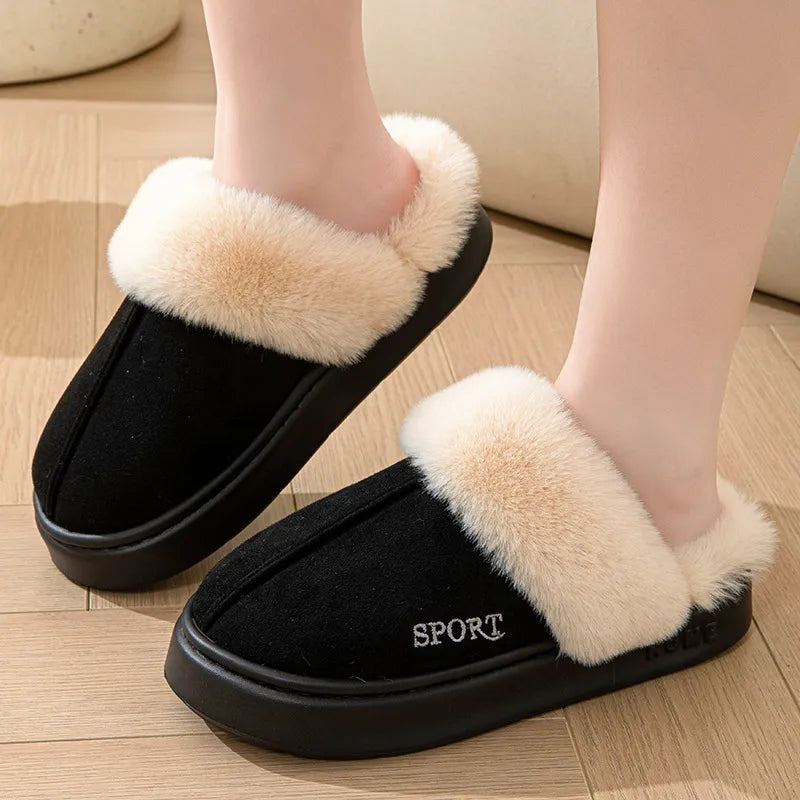 Chaleur Élégante - Chaussons en Suédine Douillets pour Femme
