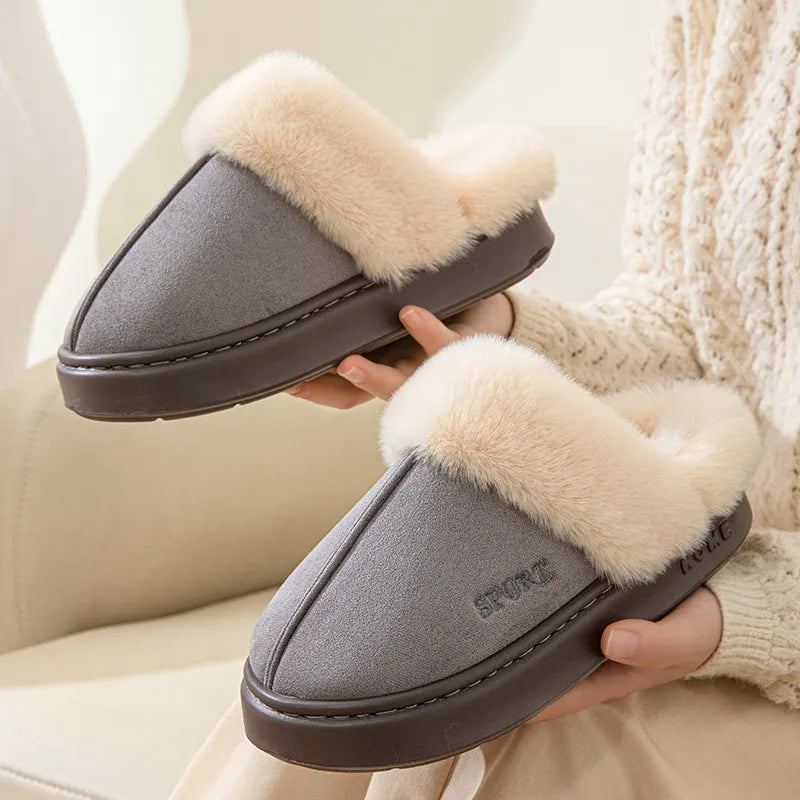 Chaleur Élégante - Chaussons en Suédine Douillets pour Femme