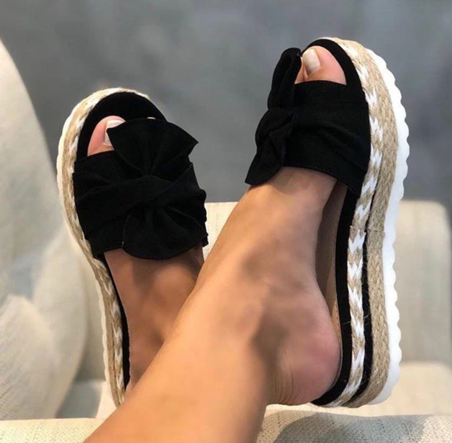 Sandales Orthopédiques Luxe à Nœuds - Confort Élégant pour Pieds Sensibles