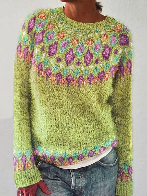 Elyséa - Pull Moderne à Motif Géométrique Contrasté