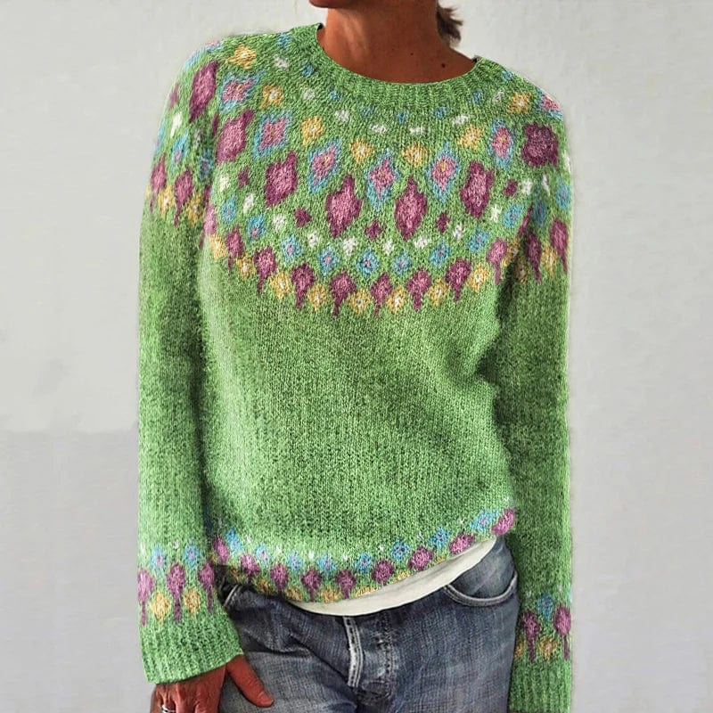Elyséa - Pull Moderne à Motif Géométrique Contrasté