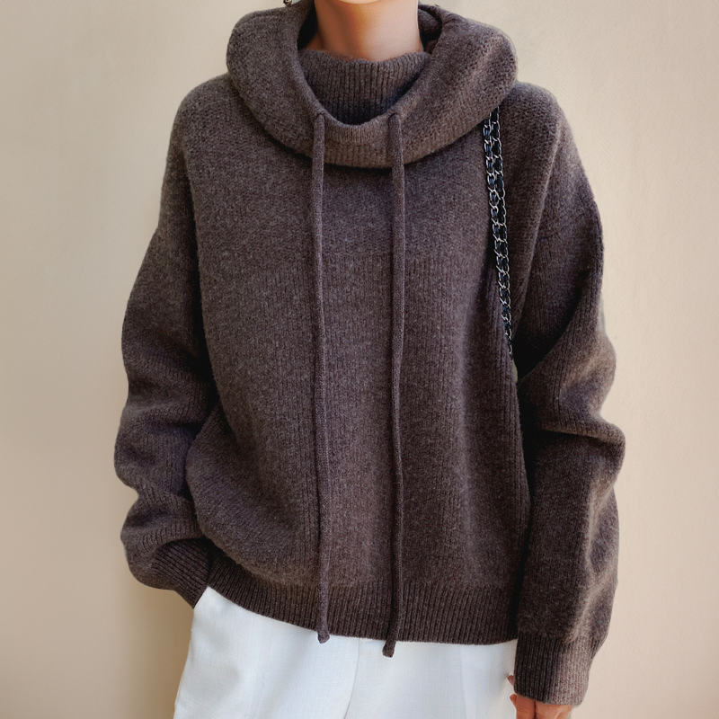 Élégance Pure - Pull en laine mérinos pour femme, col roulé de luxe