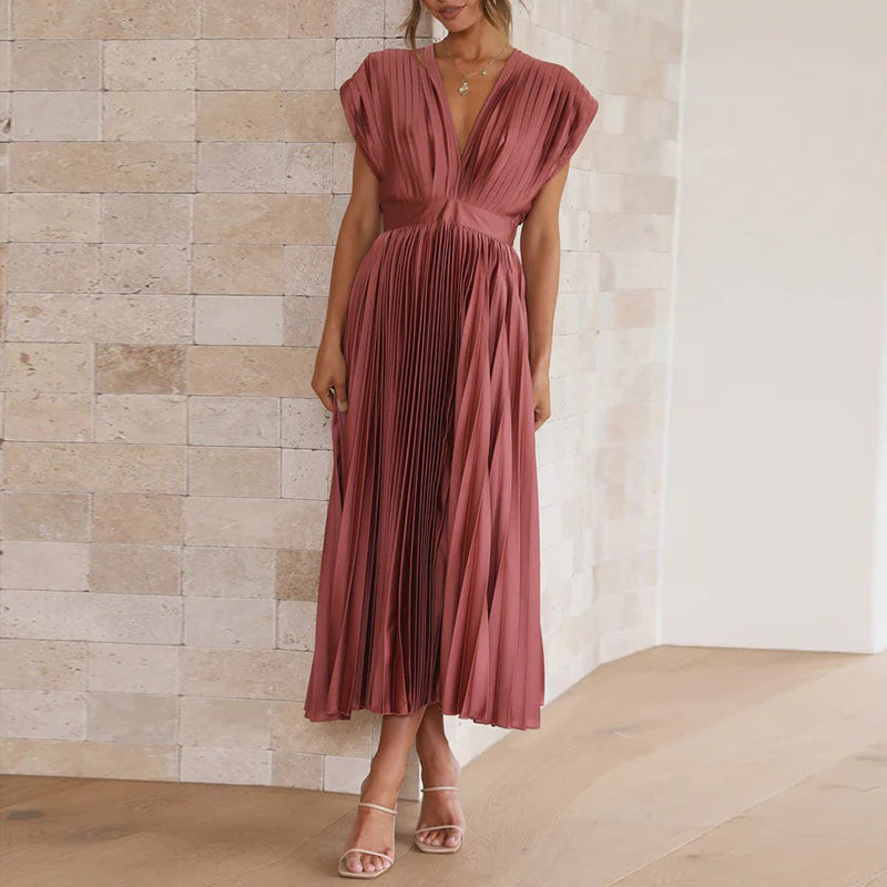 Élodine Robe sans manches à col en V pour femmes élégantes