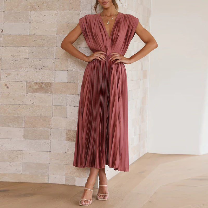 Élodine Robe sans manches à col en V pour femmes élégantes