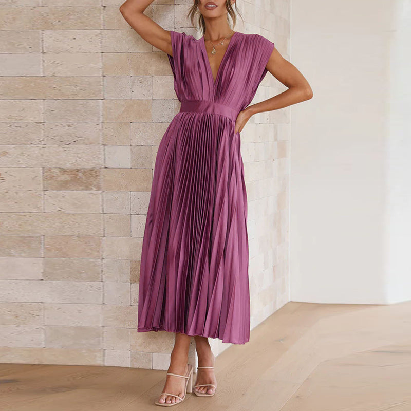 Élodine Robe sans manches à col en V pour femmes élégantes