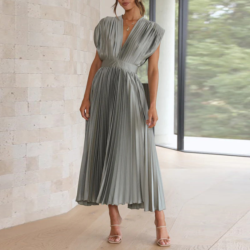 Élodine Robe sans manches à col en V pour femmes élégantes