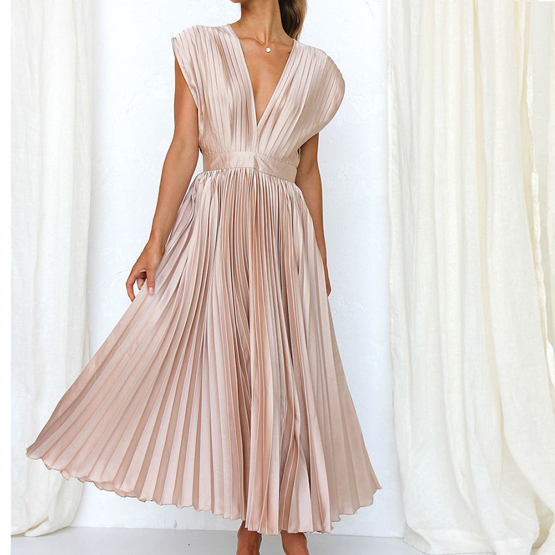 Élodine Robe sans manches à col en V pour femmes élégantes