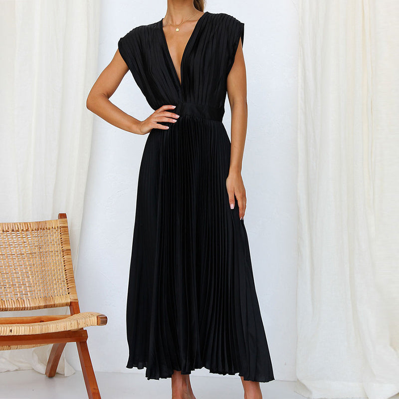Élodine Robe sans manches à col en V pour femmes élégantes