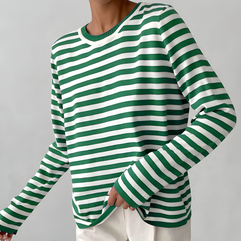 Lumineux - Polo à rayures raffiné en tissu léger
