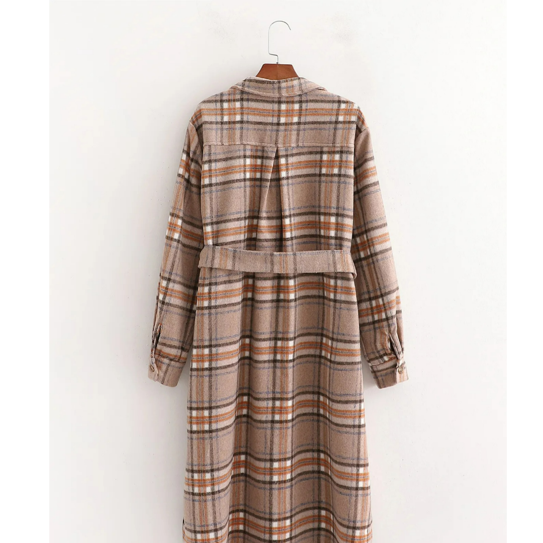 Mirelle - Manteau élégant à motifs à carreaux pour femme