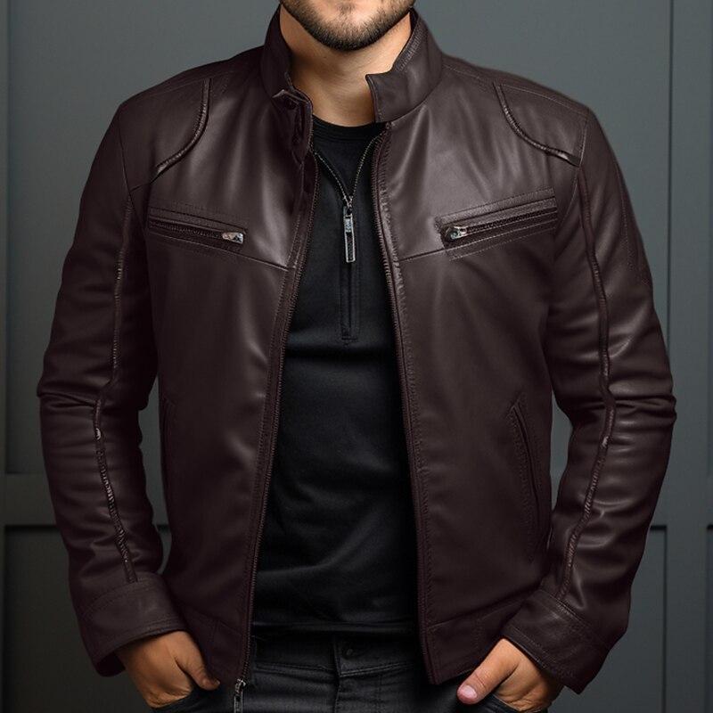 Véritable Élégance - Jacket en Cuir Vintage Haut de Gamme pour Homme