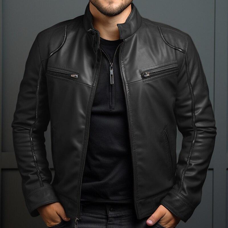 Véritable Élégance - Jacket en Cuir Vintage Haut de Gamme pour Homme