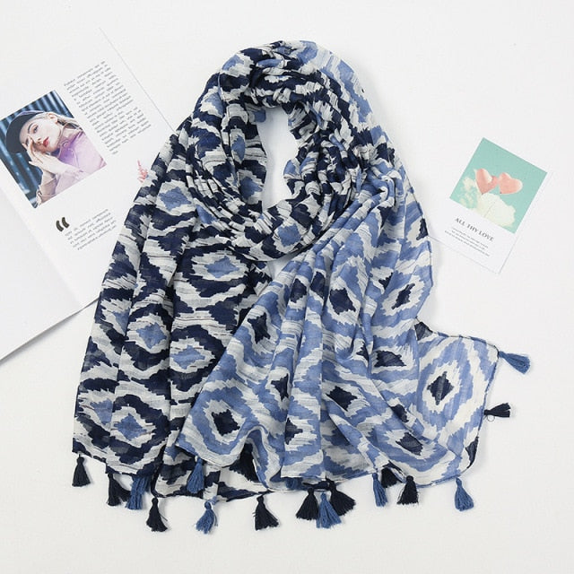 Étole Luxe Écharpes en Cachemire avec Détails Floraux et Pompons