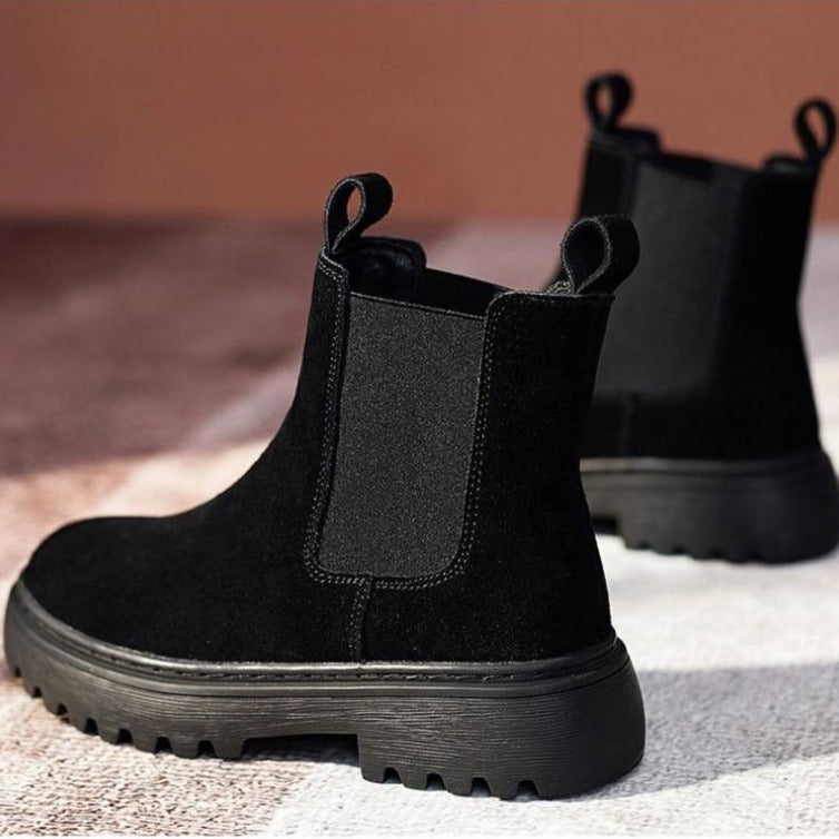 Velours Chic - Bottines en daim à tige élastiquée pour femmes