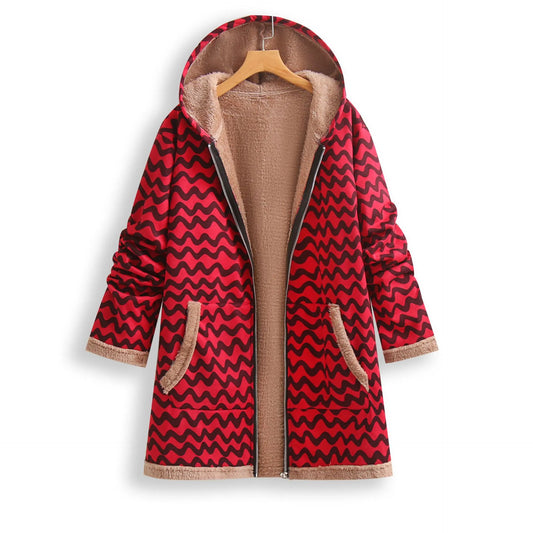 Manteau Élégant à Capuche Doublé en Fleece - Modèle Parisien