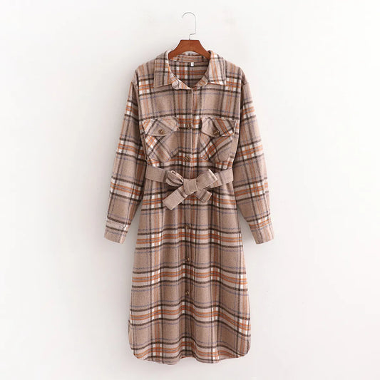 Mirelle - Manteau élégant à motifs à carreaux pour femme