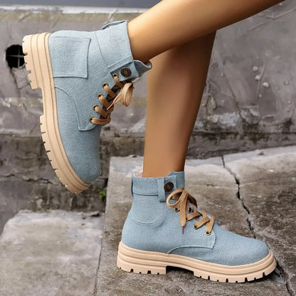 Bottines en Denim Lace-Up de Luxe by Amara