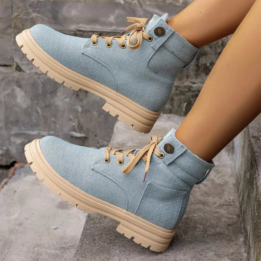 Bottines en Denim Lace-Up de Luxe by Amara