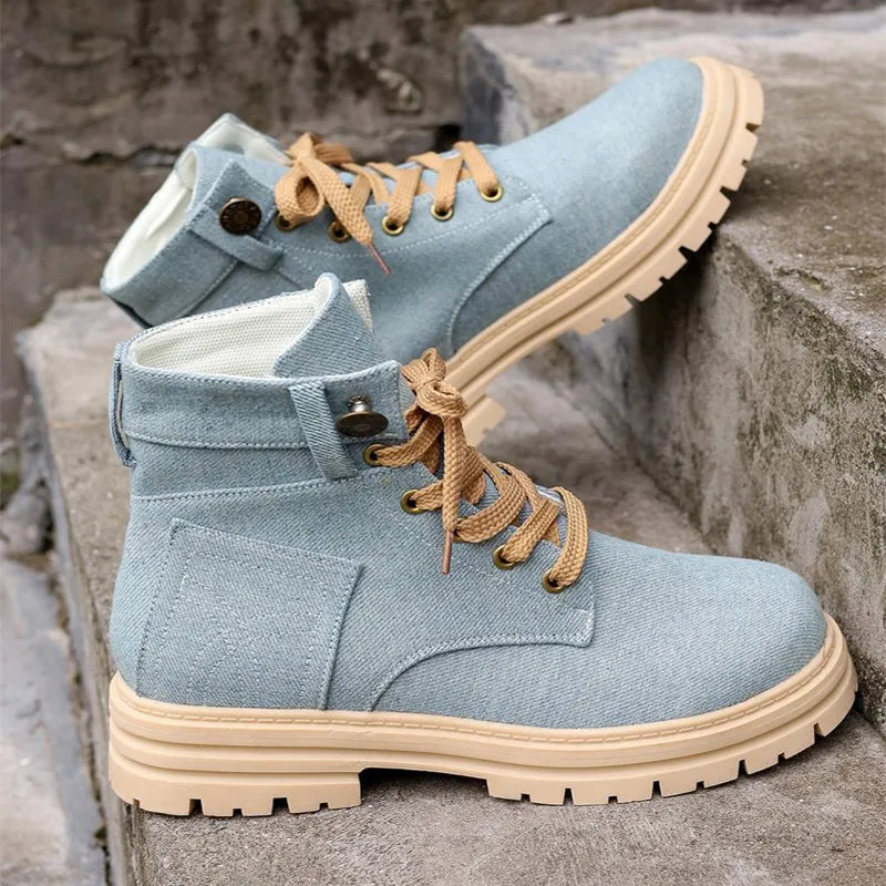 Bottines en Denim Lace-Up de Luxe by Amara
