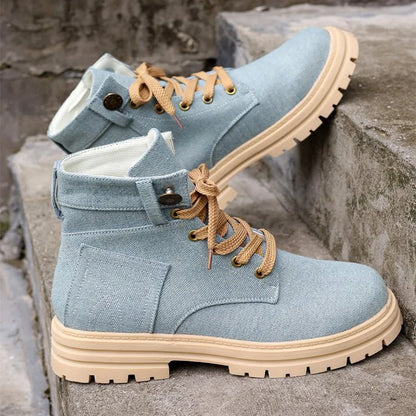 Bottines en Denim Lace-Up de Luxe by Amara