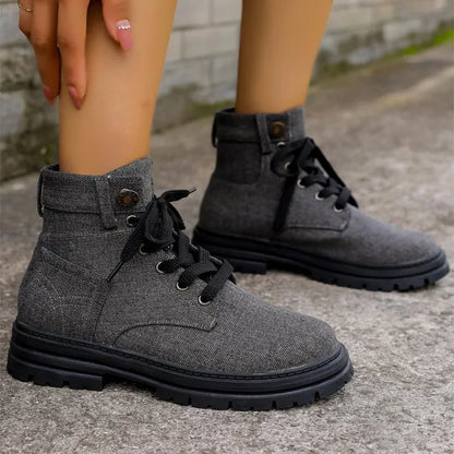 Bottines en Denim Lace-Up de Luxe by Amara