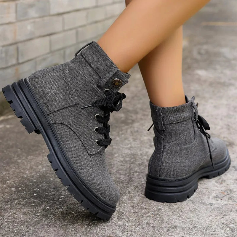 Bottines en Denim Lace-Up de Luxe by Amara