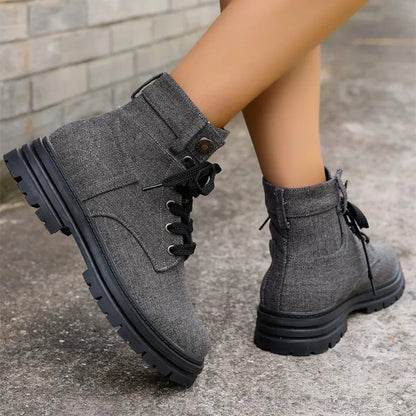 Bottines en Denim Lace-Up de Luxe by Amara