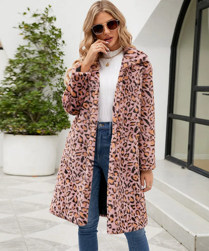 Veloria - Manteau Luxe en Fausse Fourrure Imprimé Léopard