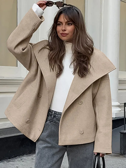 Manteau Élégance – Veste Longue à Manches Pleines en Couleur Unie