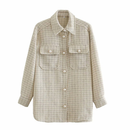 Manteau Élégance Perle - Veste pour femmes avec boutons décoratifs en perles