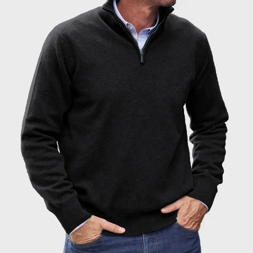 Branford Luxe - Pull-over zippé en cachemire italien pour hommes