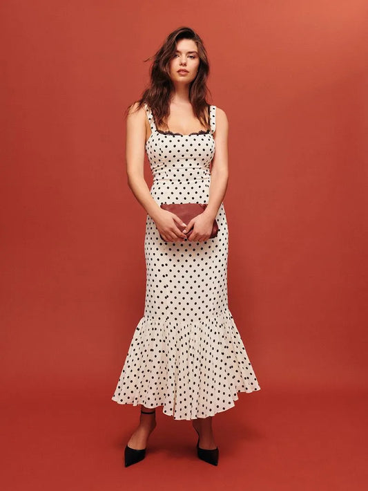 Éloria - Robe Portefeuille à Pois Vintage Élégance