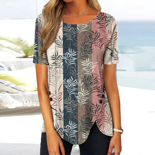 Livia - Chemise sophistiquée à manches courtes et décolleté arrondi
