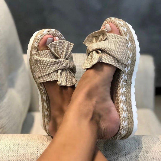 Sandales Orthopédiques Luxe à Nœuds - Confort Élégant pour Pieds Sensibles