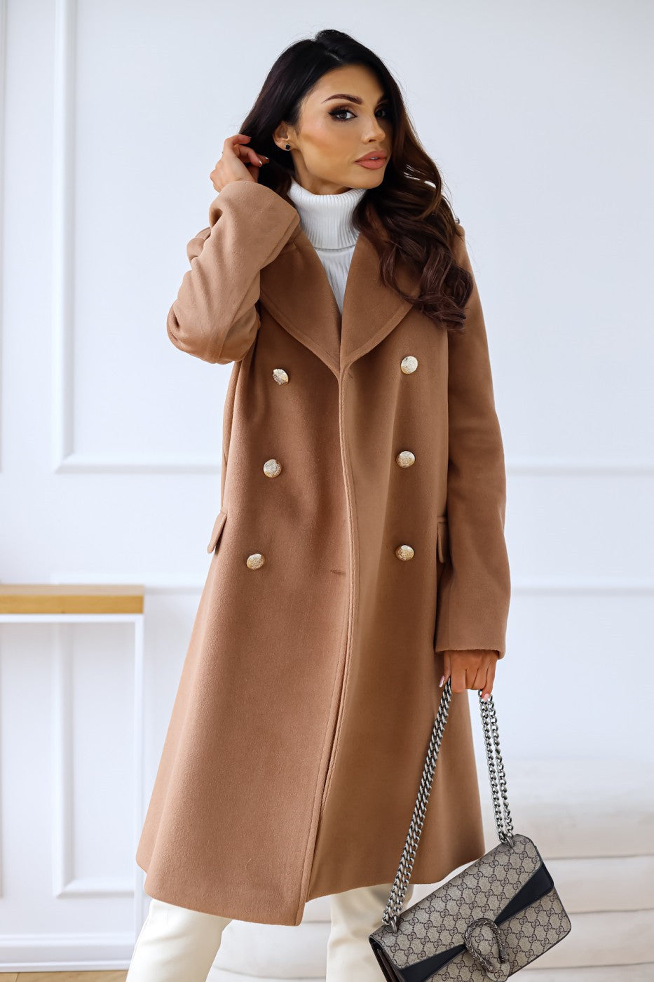 Manteau en laine à double boutonnage Élégance d'Hiver pour femme